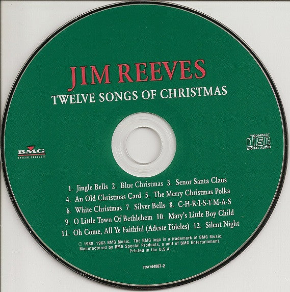 Jim Reeves : Twelve Songs Of Christmas (CD, Album, RE)