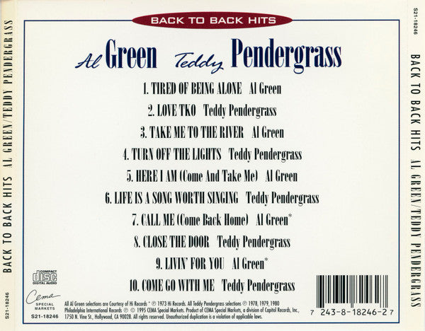 Al Green / Teddy Pendergrass : Back To Back Hits (CD, Comp)