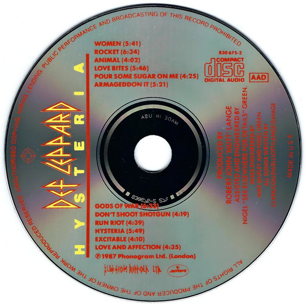 Def Leppard : Hysteria (CD, Album)