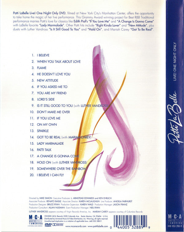 Patti LaBelle : Live! One Night Only (DVD-V, NTSC)