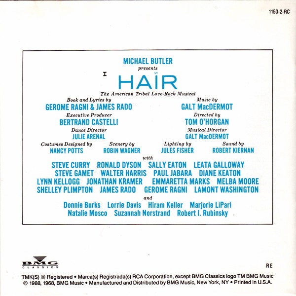 Various : Hair - The Original Broadway Cast Recording (CD, Album, RE, RM)