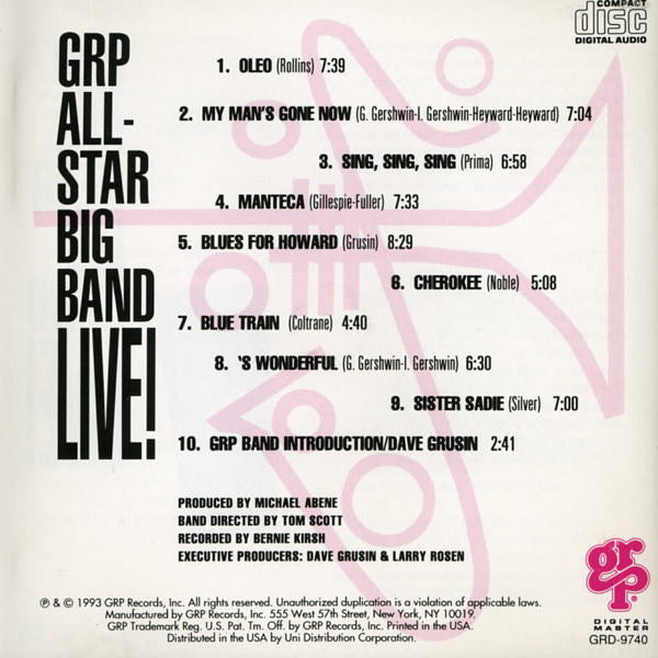 Dave Grusin Presents GRP All-Star Big Band : Live! (CD, Album, Club)