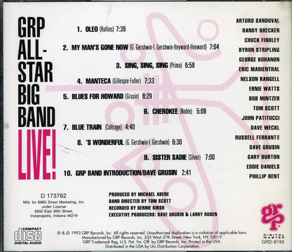 Dave Grusin Presents GRP All-Star Big Band : Live! (CD, Album, Club)