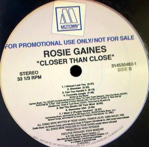 Rosie Gaines - Closer Than Close (LP, Album, Promo)