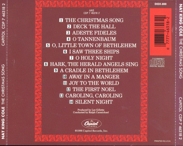 Nat King Cole - The Christmas Song (CD) - Discogs image 2
