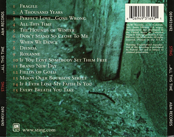 Sting - ...All This Time (CD) - Discogs image 2