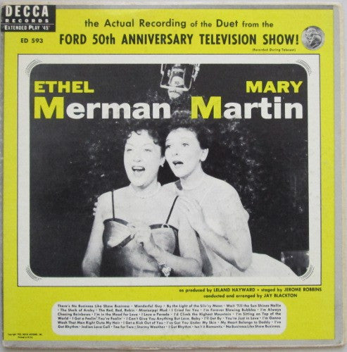 Mary Martin And Ethel Merman - The Actual Recording Of The Duet From The Ford 50th Anniversary Television Show (7") - Discogs image 2