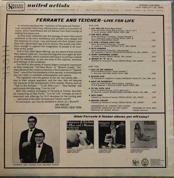 Ferrante & Teicher - Live For Life (LP) - Discogs image 2