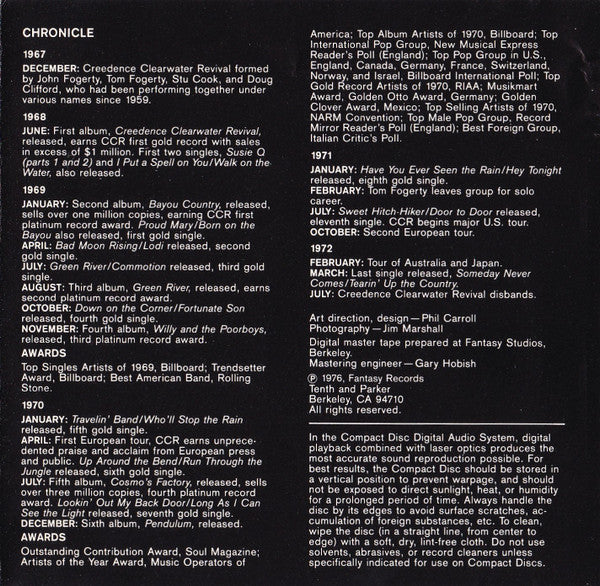 Creedence Clearwater Revival Featuring John Fogerty - Chronicle (The 20 Greatest Hits) (CD) - Discogs image 6
