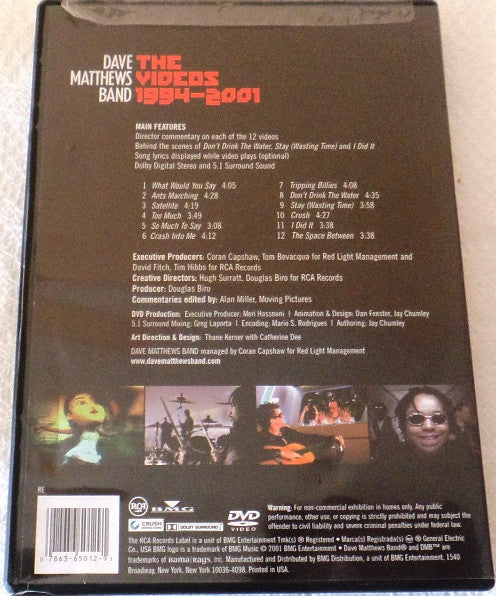 Dave Matthews Band - The Videos 1994-2001 (DVD) - Discogs image 2