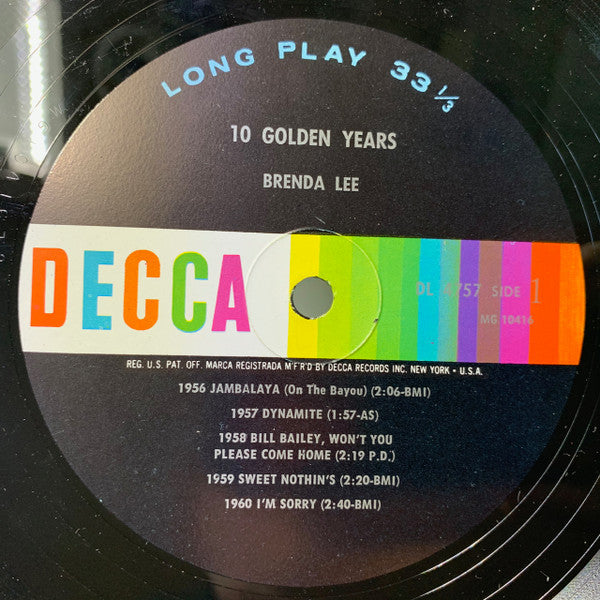 Brenda Lee - 10 Golden Years (LP) - Discogs image 2