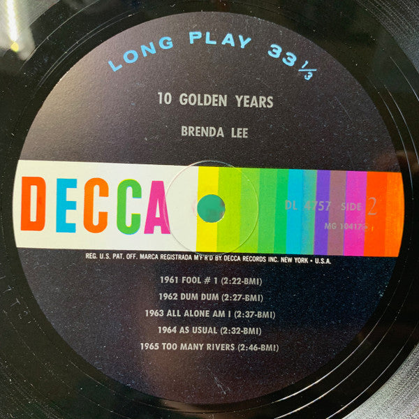 Brenda Lee - 10 Golden Years (LP) - Discogs image 3