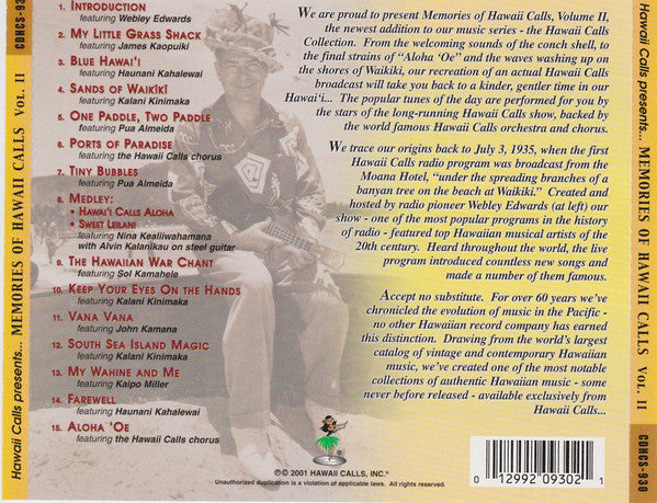 Various - Memories Of Hawaii Calls Volume II (CD) - Discogs image 3
