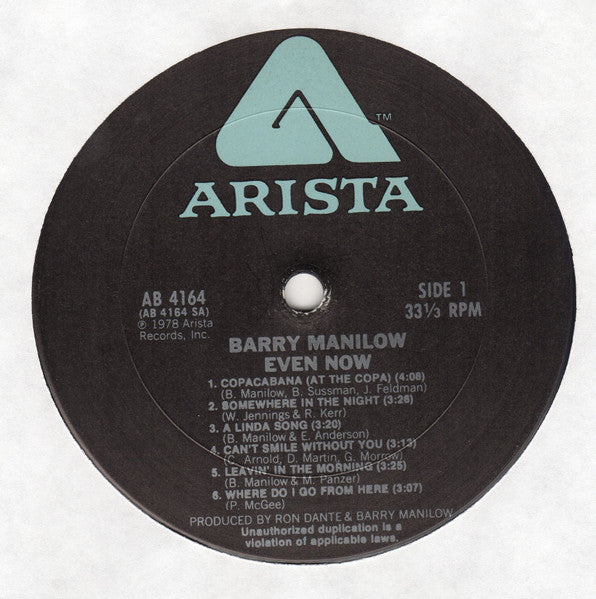 Barry Manilow - Even Now (LP) - Discogs image 3