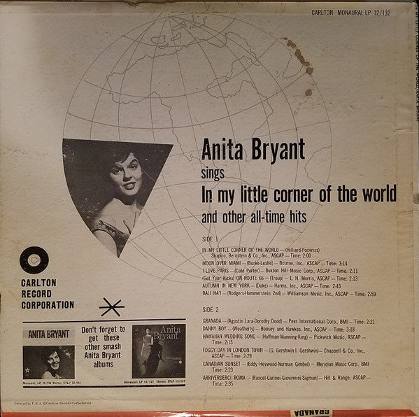 Anita Bryant - In My Little Corner Of The World (LP) - Discogs image 2