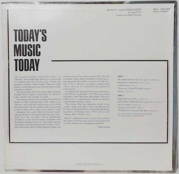 Living Trio - "Honey" And Other Hits (LP) - Discogs image 2