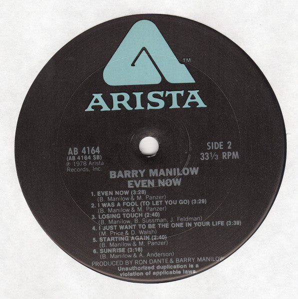 Barry Manilow - Even Now (LP) - Discogs image 4