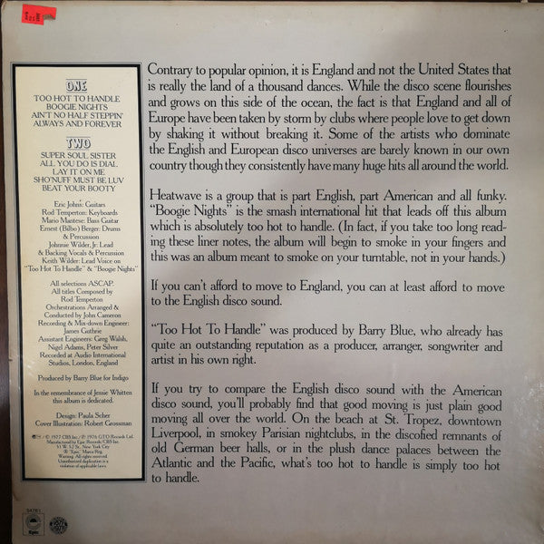 Heatwave - Too Hot To Handle (LP) - Discogs image 2