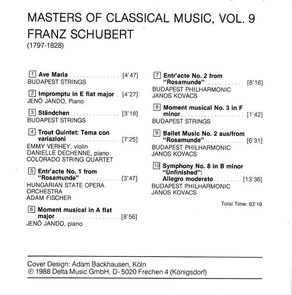 Franz Schubert - Masters Of Classical Music Vol.9 Schubert (CD) - Discogs image 4