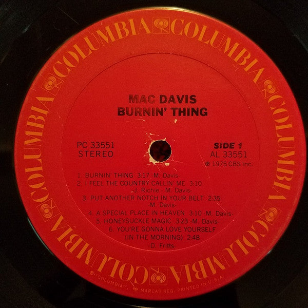 Mac Davis - Burnin' Thing (LP) - Discogs image 3