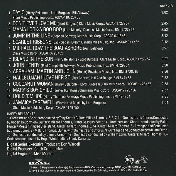 Harry Belafonte - All Time Greatest Hits Vol. I (CD) - Discogs image 4
