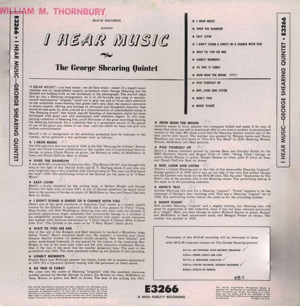 George Shearing Quintet, The - I Hear Music (LP) - Discogs image 2