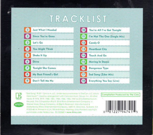 Cars, The - Moving In Stereo: The Best Of The Cars (CD) - Discogs image 2