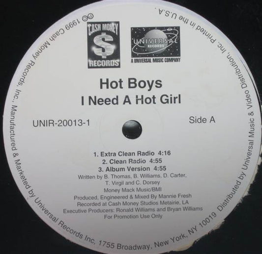Hot Boys - I Need A Hot Girl (12")