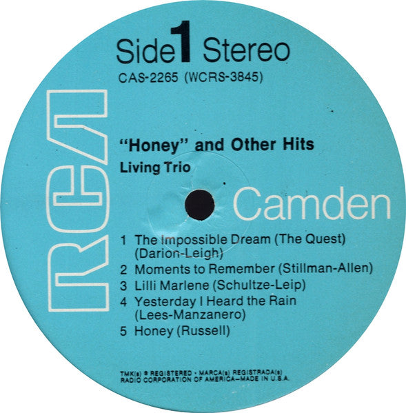 Living Trio - "Honey" And Other Hits (LP) - Discogs image 3
