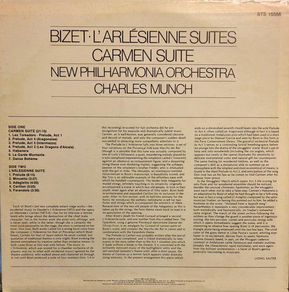 Georges Bizet, Charles Munch, New Philharmonia Orchestra - L'Arlésienne Suites - Carmen Suite (LP) - Discogs image 2