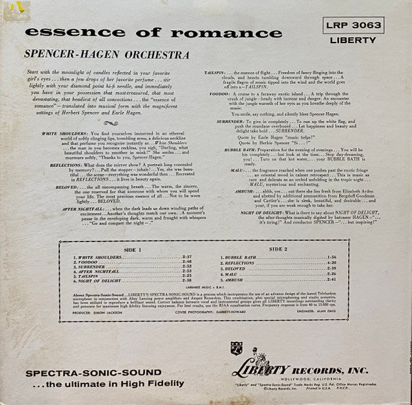 Spencer-Hagen Orchestra, The - Essence Of Romance (LP) - Discogs image 2