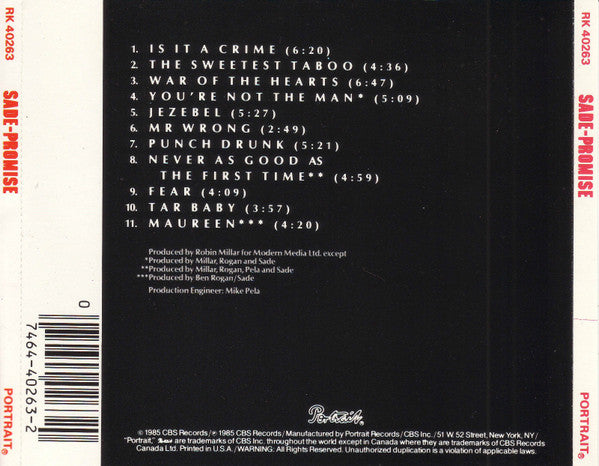 Sade - Promise (CD) - Discogs image 2