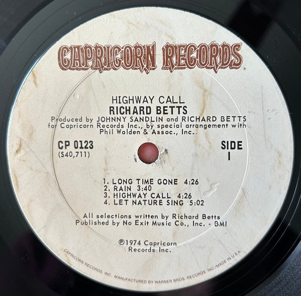 Dickey Betts - Highway Call (LP) - Discogs image 3