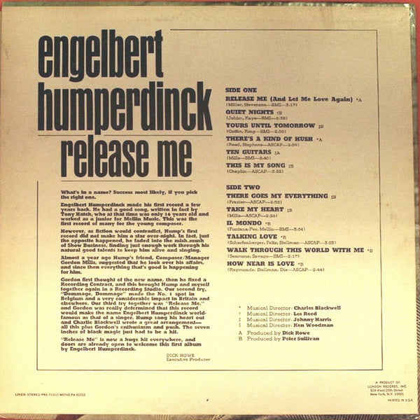 Engelbert Humperdinck - Release Me (LP) - Discogs image 2