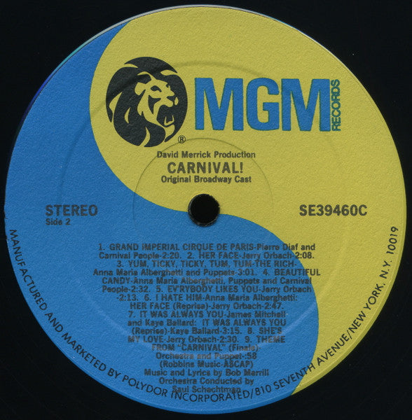 Carnival! Original Broadway Cast - Carnival! (LP) - Discogs image 7