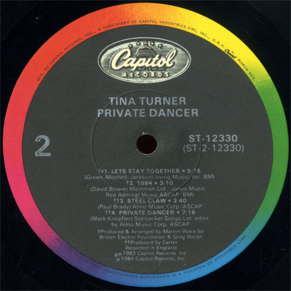 Tina Turner - Private Dancer (LP) - Discogs image 4