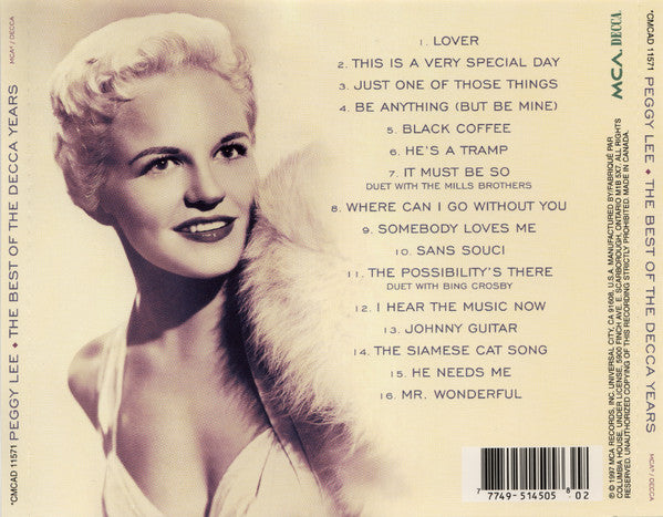 Peggy Lee - The Best Of The Decca Years (CD) - Discogs image 2
