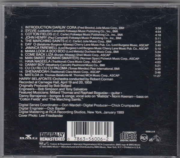Harry Belafonte - Belafonte At Carnegie Hall (CD) - Discogs image 2