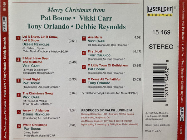Pat Boone, Vikki Carr, Tony Orlando, Debbie Reynolds - Merry Christmas From Pat Boone · Vikki Carr · Tony Orlando · Debbie Reynolds (CD) - Discogs image 2