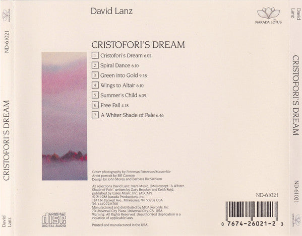 David Lanz - Cristofori's Dream (CD) - Discogs image 4