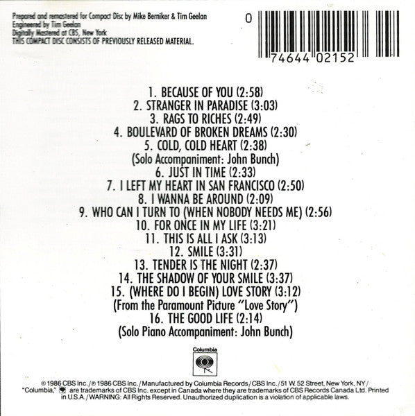 Tony Bennett - 16 Most Requested Songs (CD) - Discogs image 5