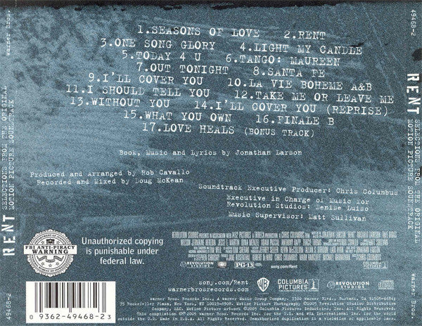 "Rent" Original Motion Picture Cast - Selections From The Original Motion Picture Soundtrack (CD) - Discogs image 3