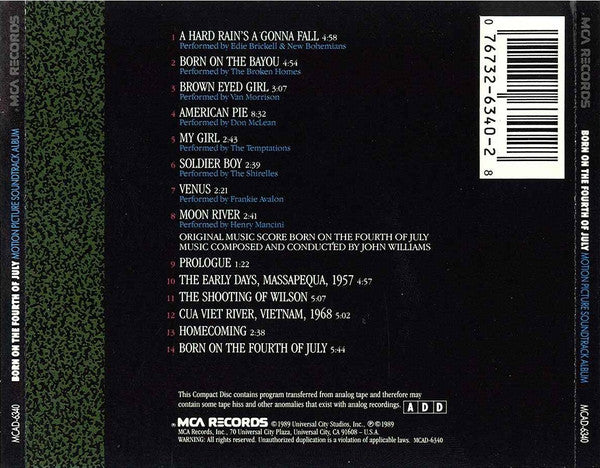 Various - Born On The Fourth Of July (Motion Picture Soundtrack Album) (CD) - Discogs image 2
