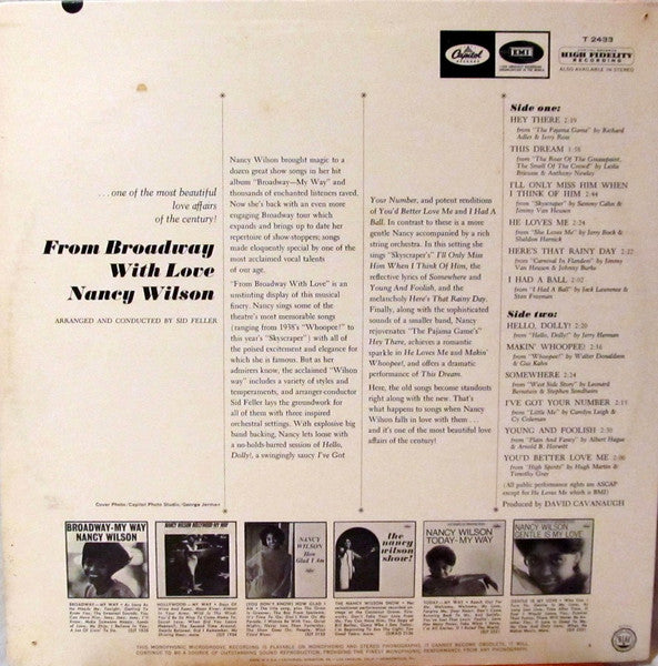 Nancy Wilson - From Broadway With Love (LP) - Discogs image 2
