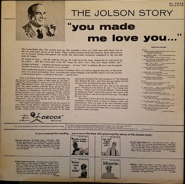 Al Jolson - The Jolson Story "You Made Me Love You" (LP) - Discogs image 2