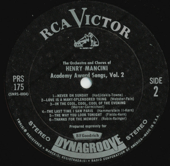 Henry Mancini And His Orchestra And Chorus - Academy Award Songs, Vol. 2 (12 Great Oscar Winners) (LP) - Discogs image 4