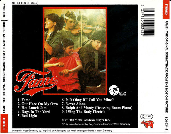 Various - Fame (The Original Soundtrack From The Motion Picture) (CD) - Discogs image 2