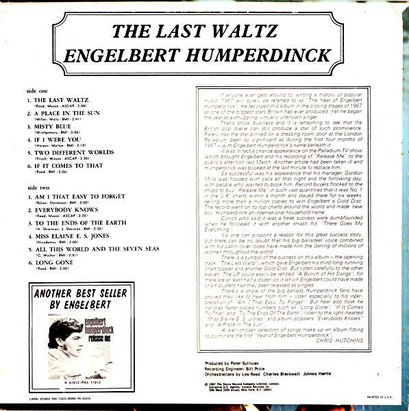 Engelbert Humperdinck - The Last Waltz (LP) - Discogs image 2