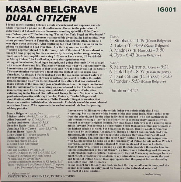 Kasan Belgrave - Dual Citizen (LP) - Discogs image 2