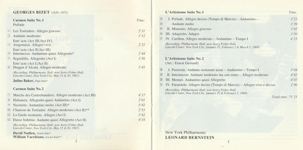 Georges Bizet – Leonard Bernstein, New York Philharmonic - Carmen Suites No. 1 & No. 2 • L'Arlésienne Suites No. 1 & No. 2 (CD) - Discogs image 5